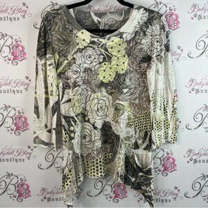 Cubism top polkadot flowers crinkle pockets paisley Floral Print Women's Top